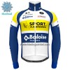 Set Fietsshirt Lange Mouw + Lange Koersbroek 2022 Sport Vlaanderen-Baloise Winter Thermal Fleece Geel Blauw Wit